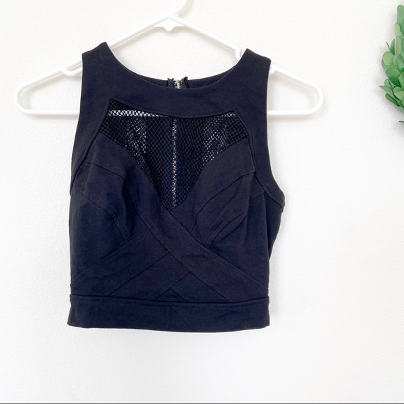 Guess Los Angeles Halter Crop Top w/ Fishnet - Picture 2 of 4